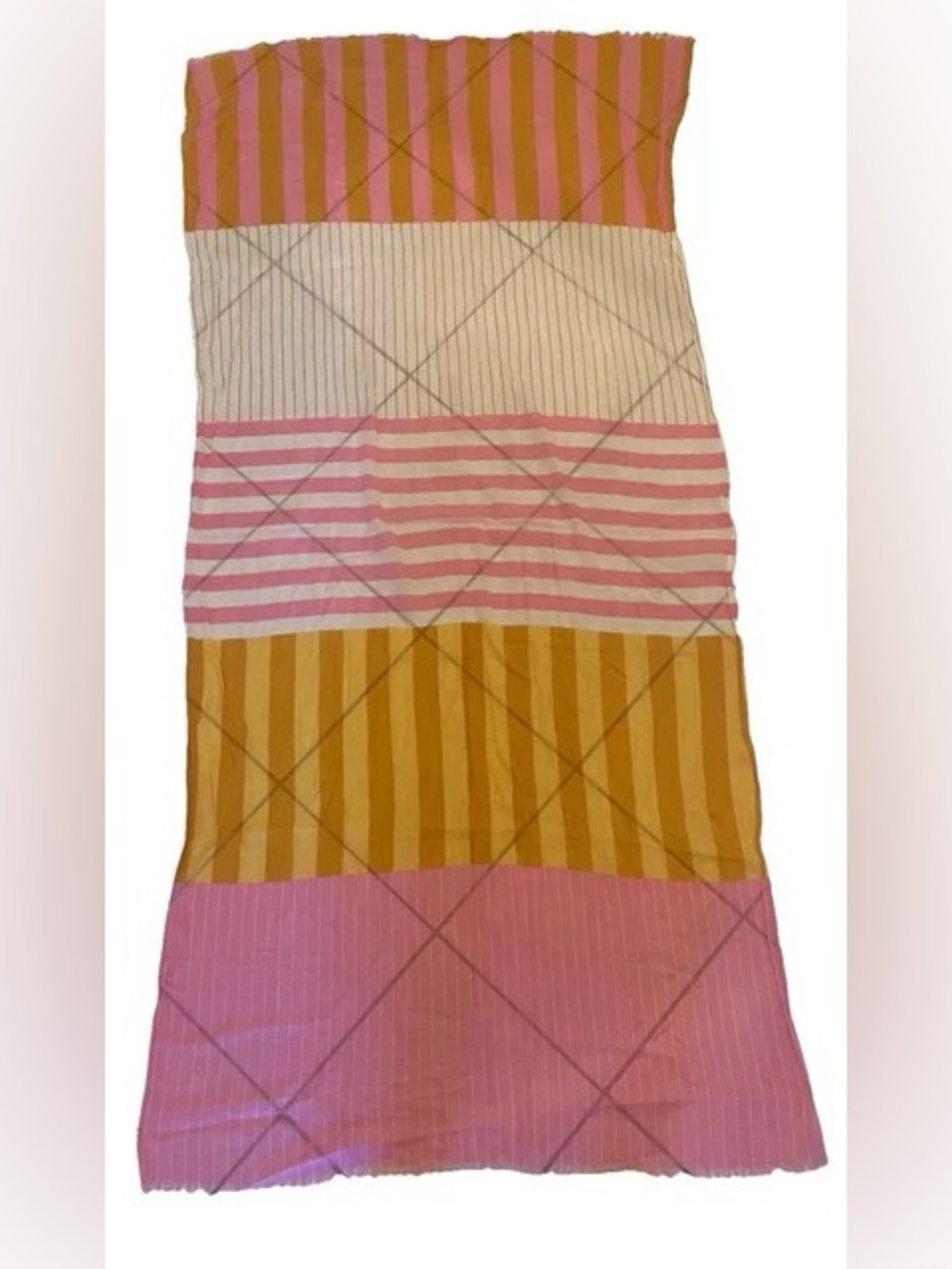 Striped Multi-Color Scarf - Pink, White & Mustard